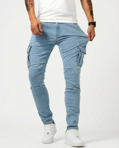 Pantaloni cargo elasticizzati blu